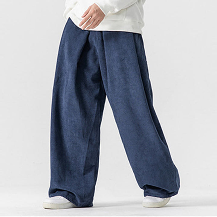 Buddha Stones Solid Color Corduroy Men's Wide Leg Pants With Pockets - image 35