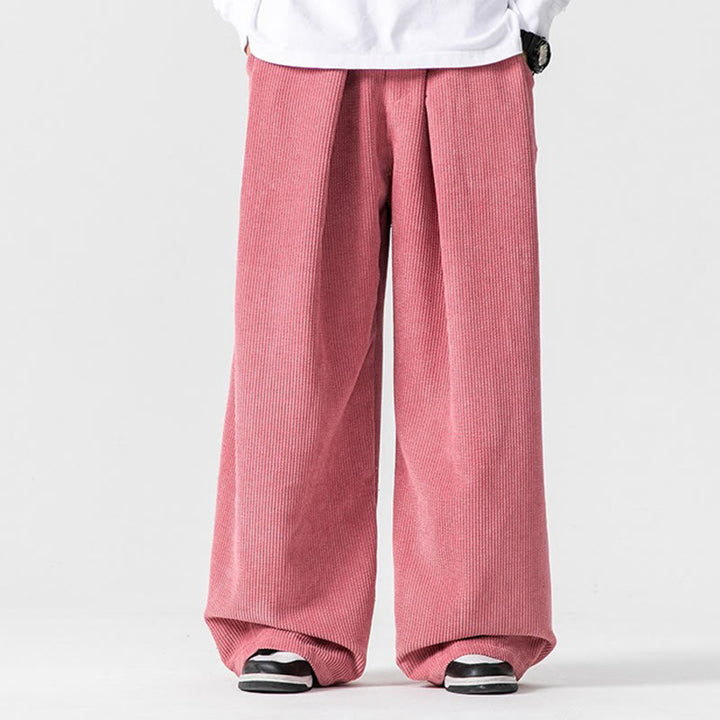Buddha Stones Solid Color Corduroy Men's Wide Leg Pants With Pockets - Pink - US/UK/AU46，EU56 (5XL) - image 36