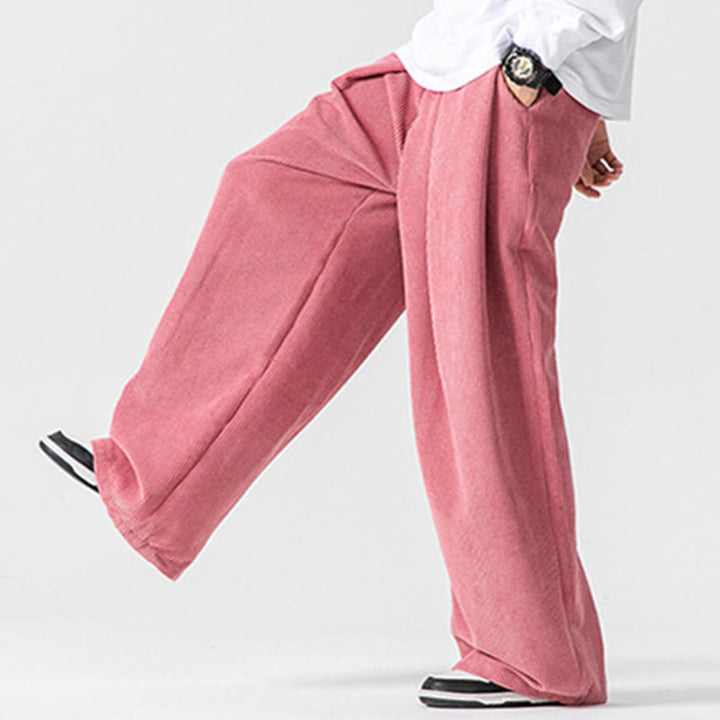 Buddha Stones Solid Color Corduroy Men's Wide Leg Pants With Pockets - image 44