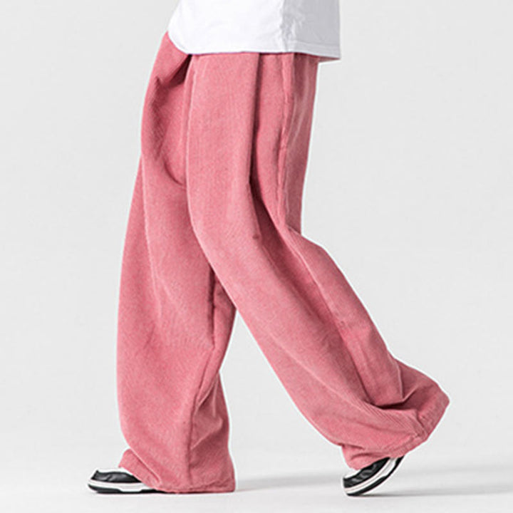 Buddha Stones Solid Color Corduroy Men's Wide Leg Pants With Pockets - image 39