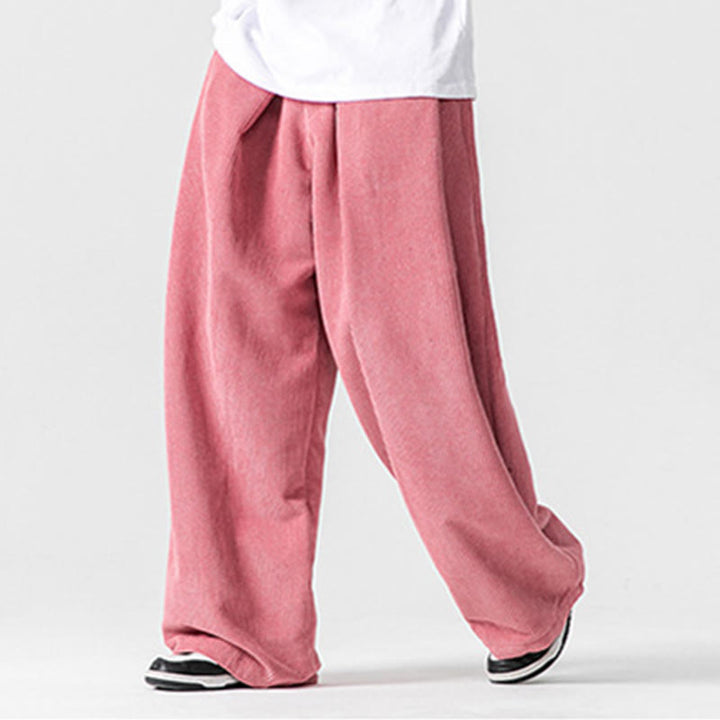 Buddha Stones Solid Color Corduroy Men's Wide Leg Pants With Pockets - image 42