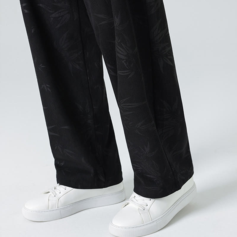 Buddha Stones Bamboo Pattern Corduroy Men's Wide Leg Pants With Pockets - image 19