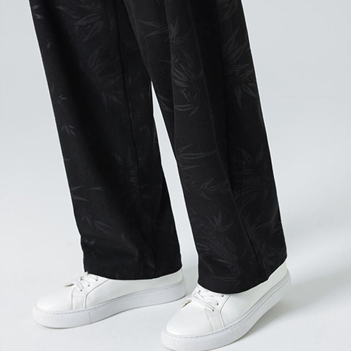 Buddha Stones Bamboo Pattern Corduroy Men's Wide Leg Pants With Pockets - image 19