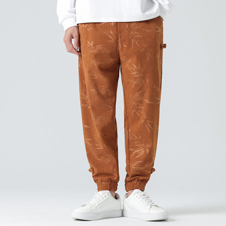 Buddha Stones Fall Winter Bamboo Men's Frog-Button Corduroy Pants With Pockets - image 1