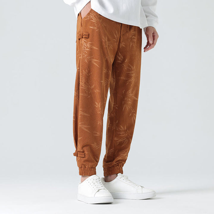 Buddha Stones Fall Winter Bamboo Men's Frog-Button Corduroy Pants With Pockets - image 2