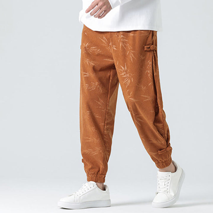 Buddha Stones Fall Winter Bamboo Men's Frog-Button Corduroy Pants With Pockets - image 5