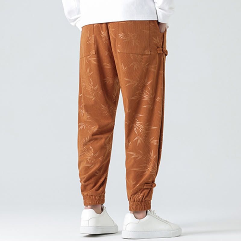 Buddha Stones Fall Winter Bamboo Men's Frog-Button Corduroy Pants With Pockets - image 4