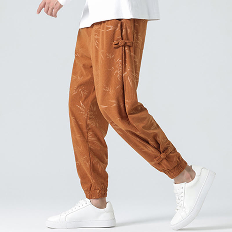 Buddha Stones Fall Winter Bamboo Men's Frog-Button Corduroy Pants With Pockets - image 6