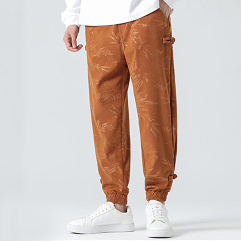 Buddha Stones Fall Winter Bamboo Men's Frog-Button Corduroy Pants With Pockets - image 7