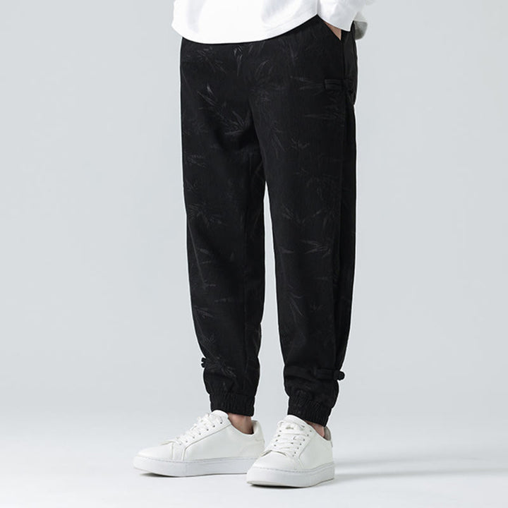 Buddha Stones Fall Winter Bamboo Men's Frog-Button Corduroy Pants With Pockets - image 13