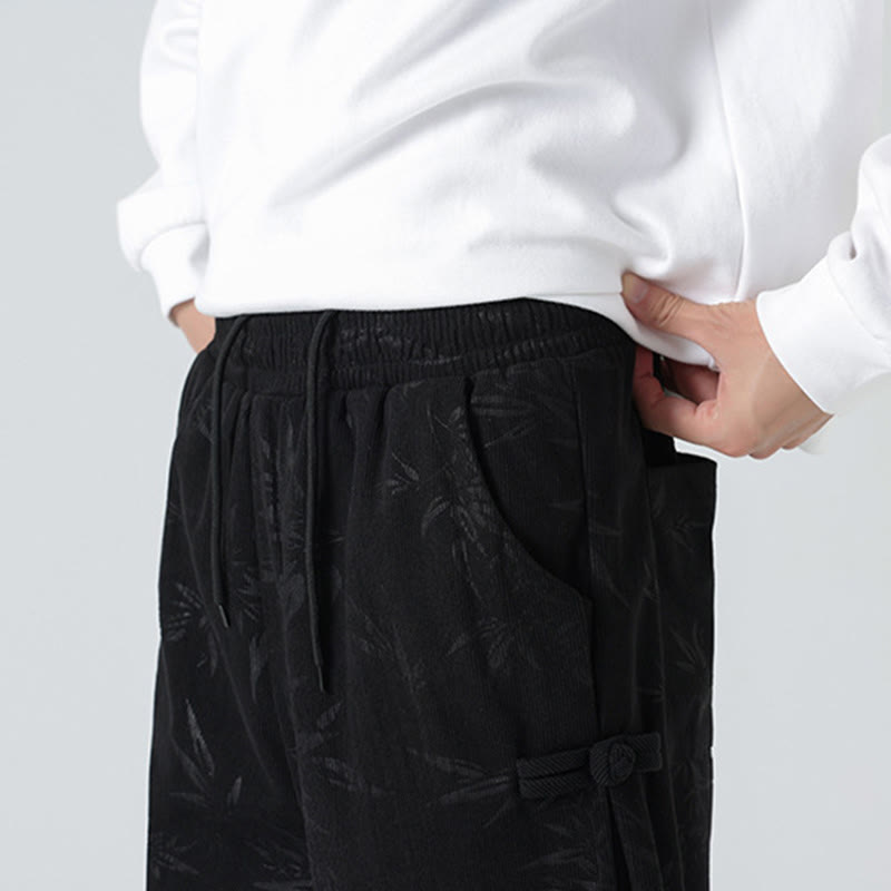 Buddha Stones Fall Winter Bamboo Men's Frog-Button Corduroy Pants With Pockets - image 17