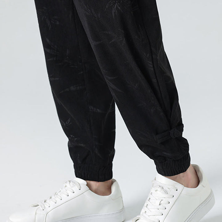 Buddha Stones Fall Winter Bamboo Men's Frog-Button Corduroy Pants With Pockets - image 19