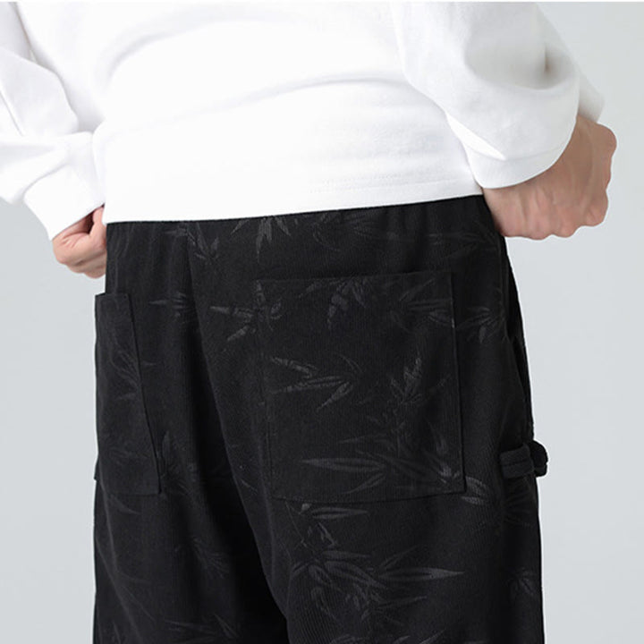 Buddha Stones Fall Winter Bamboo Men's Frog-Button Corduroy Pants With Pockets - image 18