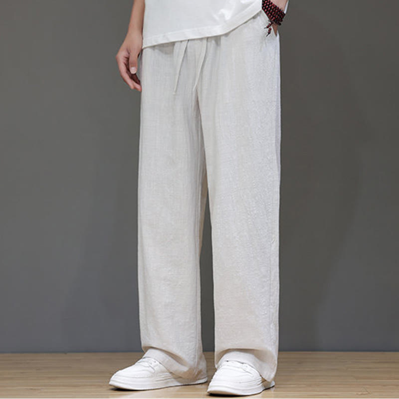 Buddha Stones Summer Men's Cotton Linen Straight Leg Pants With Pockets - image 17