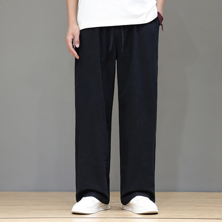 Buddha Stones Summer Men's Cotton Linen Straight Leg Pants With Pockets - image 32