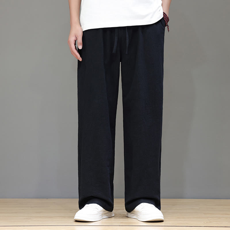 Buddha Stones Summer Men's Cotton Linen Straight Leg Pants With Pockets - image 31