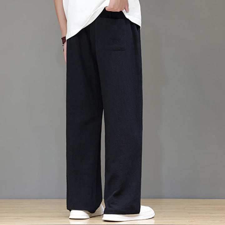 Buddha Stones Summer Men's Cotton Linen Straight Leg Pants With Pockets - image 35
