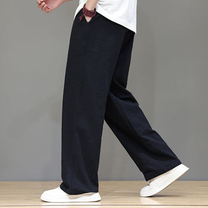 Buddha Stones Summer Men's Cotton Linen Straight Leg Pants With Pockets - image 36