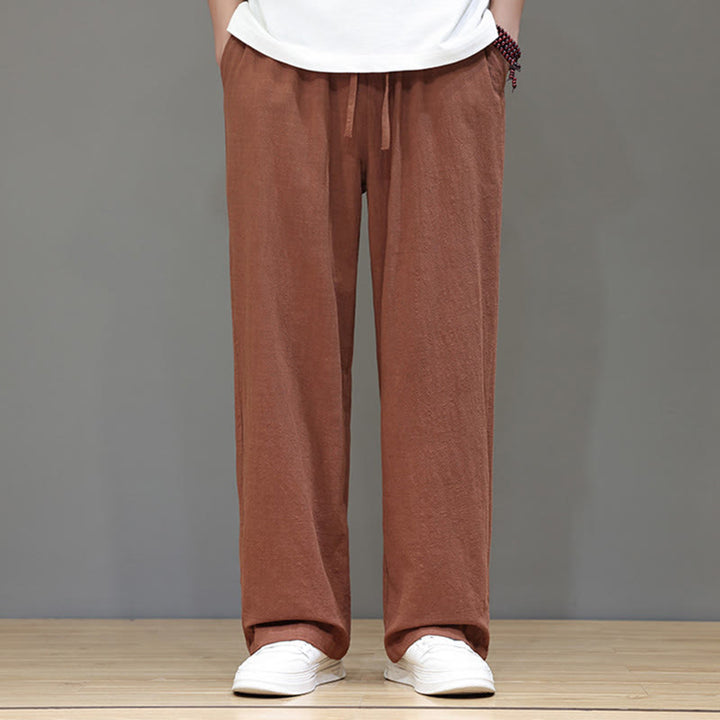 Buddha Stones Summer Men's Cotton Linen Straight Leg Pants With Pockets - image 40