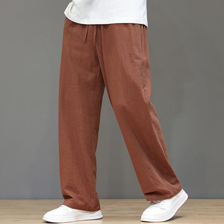 Buddha Stones Summer Men's Cotton Linen Straight Leg Pants With Pockets - SandyBrown - US/UK/AU46，EU56 (5XL) - image 39