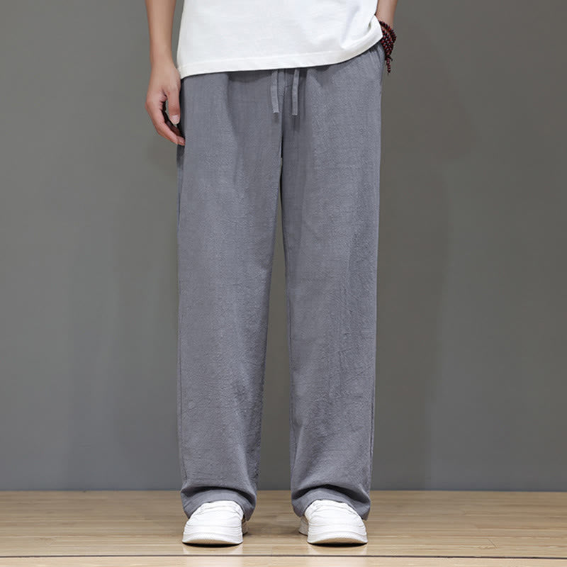 Buddha Stones Summer Men's Cotton Linen Straight Leg Pants With Pockets - image 20