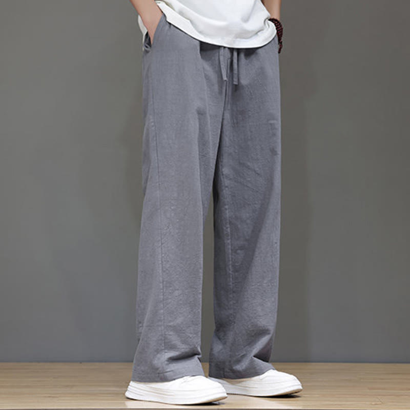 Buddha Stones Summer Men's Cotton Linen Straight Leg Pants With Pockets - image 20