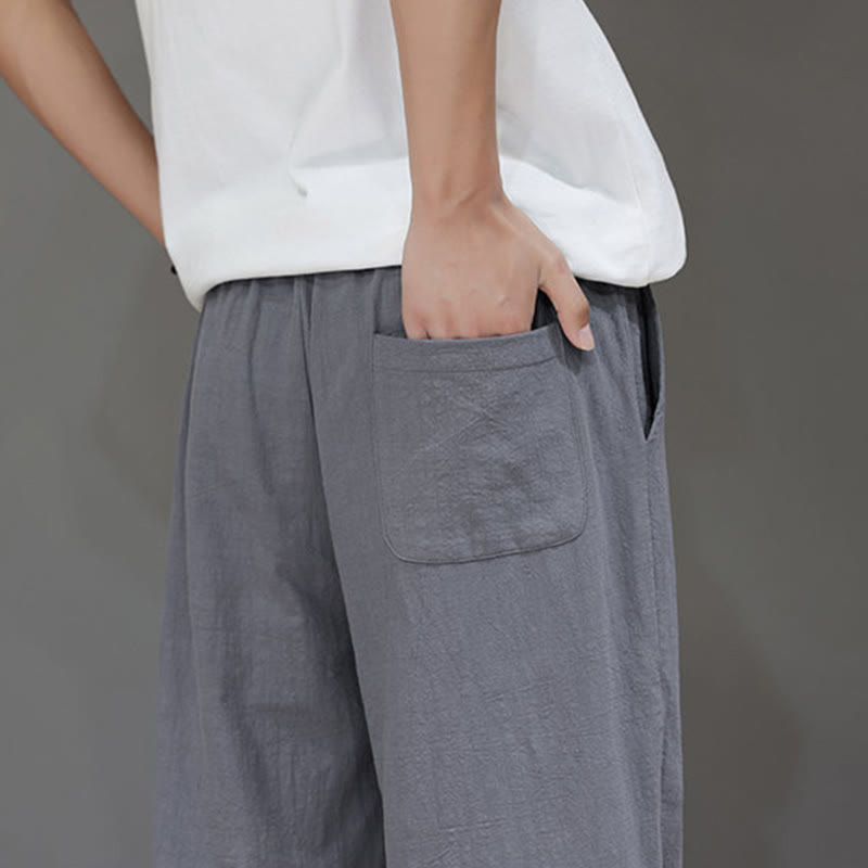 Buddha Stones Summer Men's Cotton Linen Straight Leg Pants With Pockets - image 28
