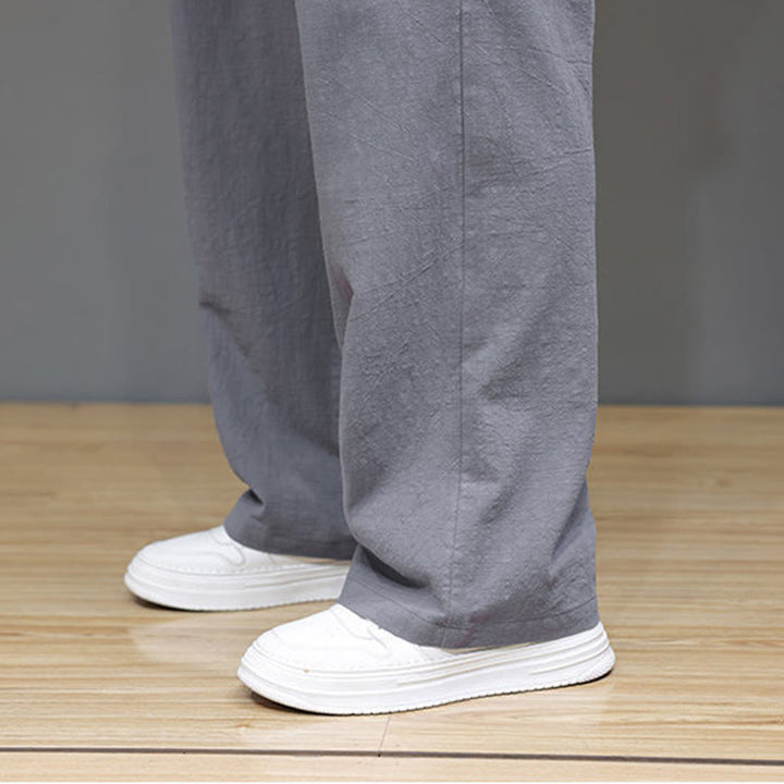 Buddha Stones Summer Men's Cotton Linen Straight Leg Pants With Pockets - image 30