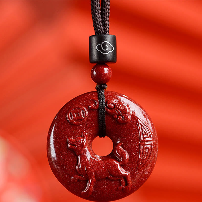 Buddha Stones Chinese Zodiac Cinnabar Peace Buckle Calm Necklace Pendant - Dog - Medium 32*9mm - image 35