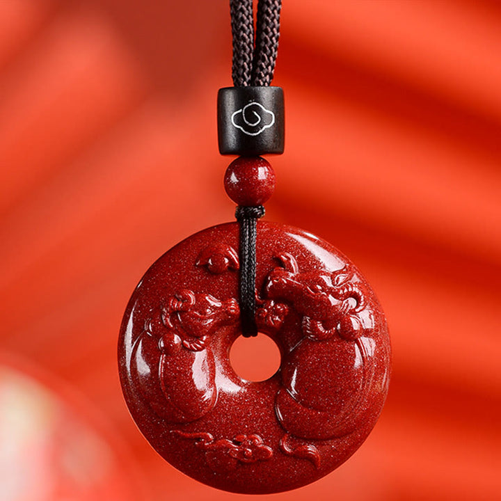 Buddha Stones Chinese Zodiac Cinnabar Peace Buckle Calm Necklace Pendant