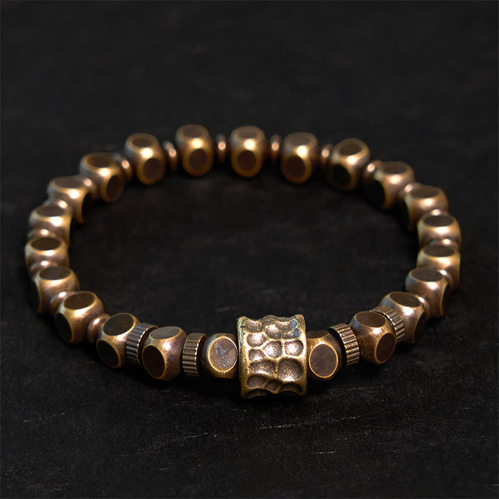 Buddha Stones Brass Copper Meteorite Pattern Balance Bracelet - Brass(Wrist Circumference: 19-20cm) - image 0