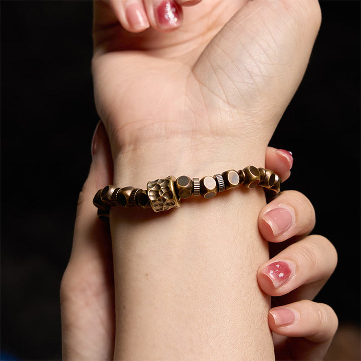 Buddha Stones Brass Copper Meteorite Pattern Balance Bracelet - image 4
