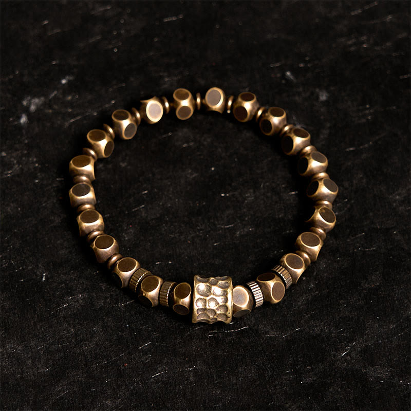 Buddha Stones Brass Copper Meteorite Pattern Balance Bracelet - image 1