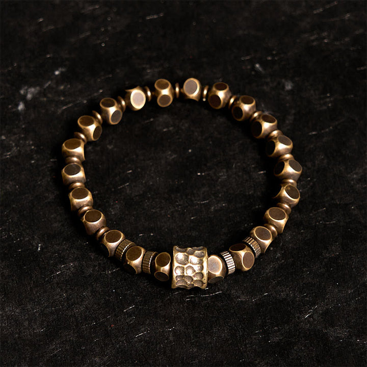Buddha Stones Brass Copper Meteorite Pattern Balance Bracelet - image 1
