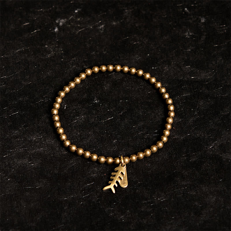 Buddha Stones Brass Copper Fish Bone Healing Bracelet - image 1