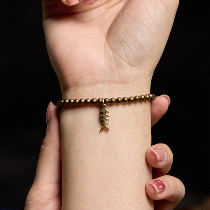 Buddha Stones Brass Copper Fish Bone Healing Bracelet - image 6