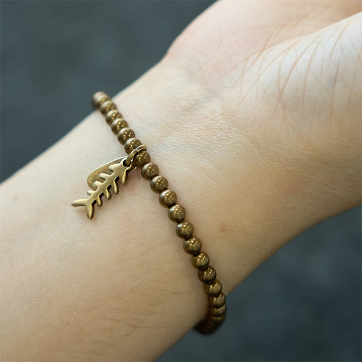 Buddha Stones Brass Copper Fish Bone Healing Bracelet - image 7