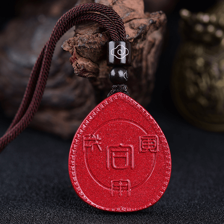 Buddha Stones Chinese Zodiac Cinnabar Blessing Necklace Pendant