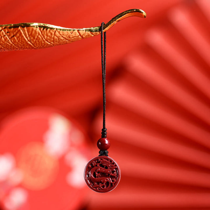 Buddha Stones Chinese Zodiac Cinnabar Calm Phone Hanging Decoration Key Chain Necklace Pendant