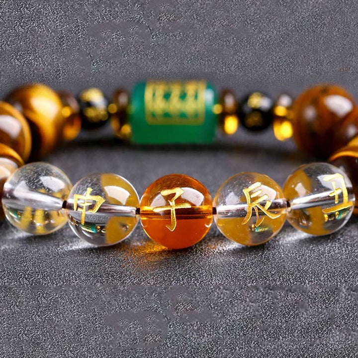 Buddha Stones Chinese Zodiac Tiger Eye Courage Bracelet