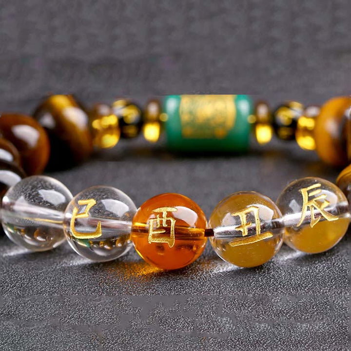 Buddha Stones Chinese Zodiac Tiger Eye Courage Bracelet