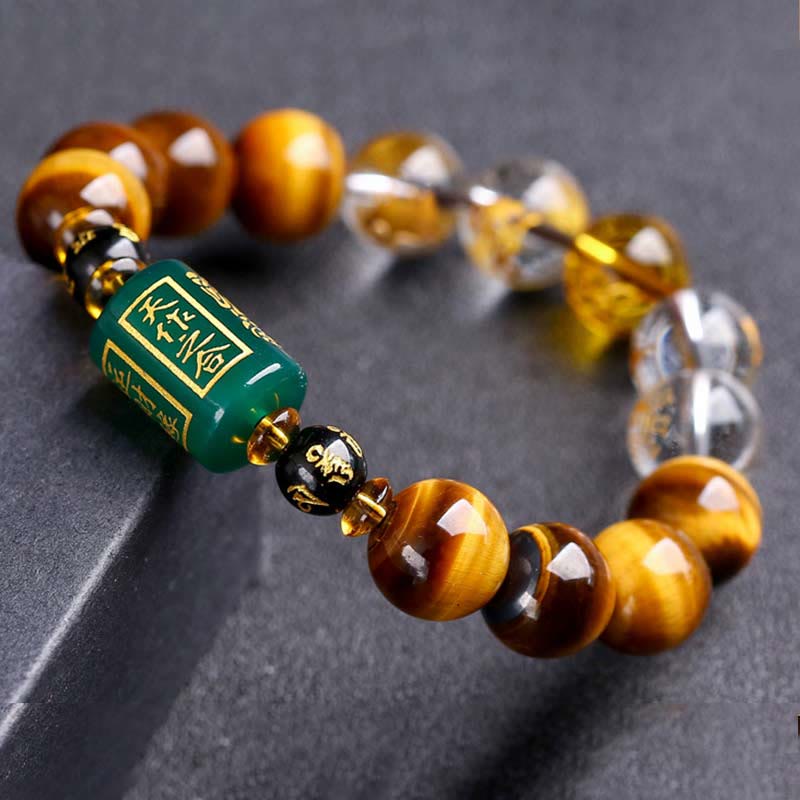 Buddha Stones Chinese Zodiac Tiger Eye Courage Bracelet