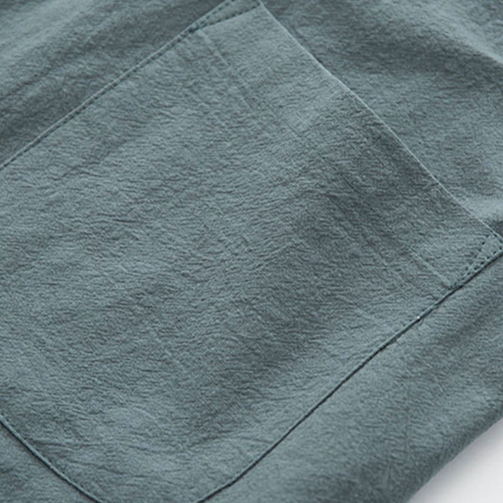 Buddha Stones 2Pcs Zen Tang Suit Men's Linen Frog-Button Long Sleeve Shirt Pants Set - image 9