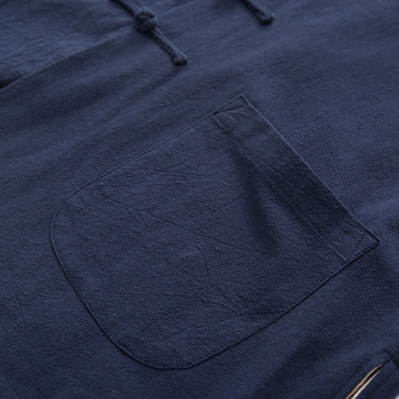 Buddha Stones 2Pcs Zen Tang Suit Men's Linen Frog-Button Long Sleeve Shirt Pants Set - image 28