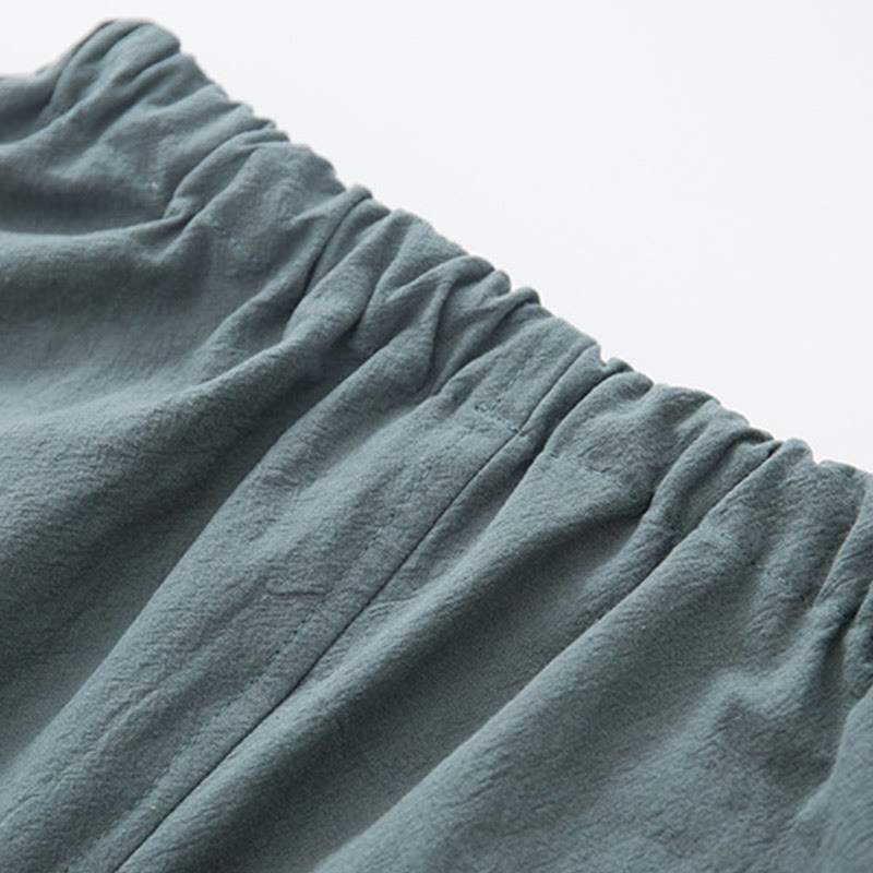 Buddha Stones 2Pcs Zen Tang Suit Men's Linen Frog-Button Long Sleeve Shirt Pants Set - image 14