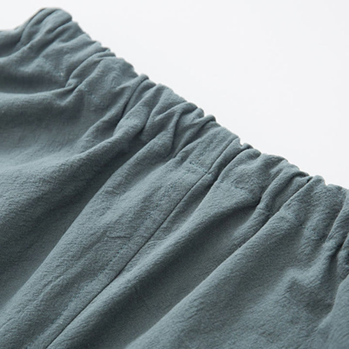 Buddha Stones 2Pcs Zen Tang Suit Men's Linen Frog-Button Long Sleeve Shirt Pants Set - image 14