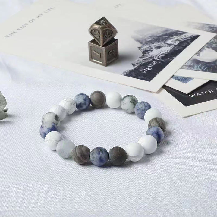 Buddha Stones White Turquoise Picasso Jasper Blue Spot Jasper Relaxation Bracelet