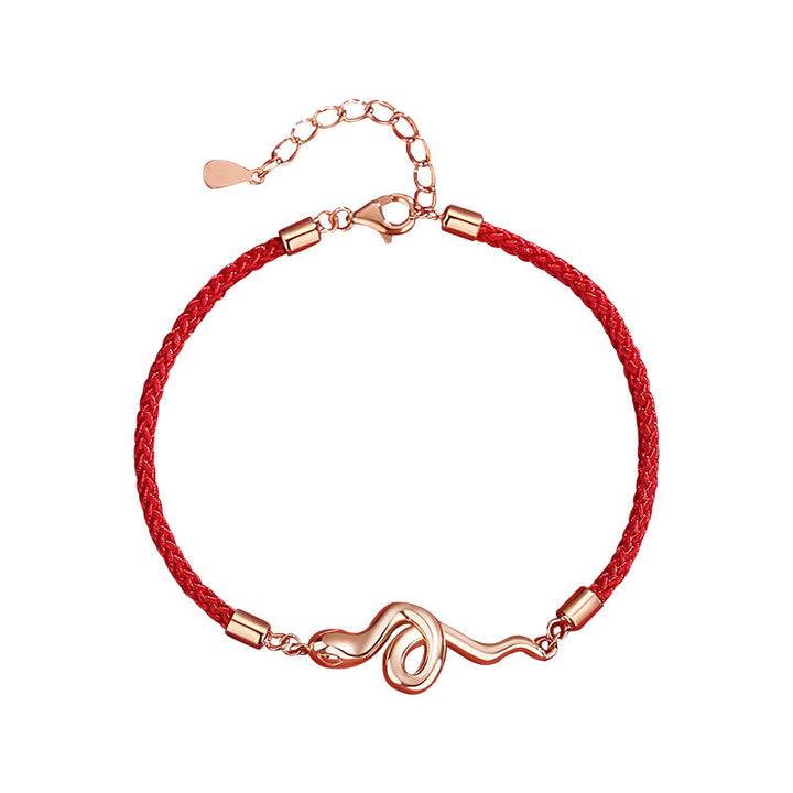 Buddha Stones 925 Sterling Silver Year Of Snake Red String Protection Braided Bracelet