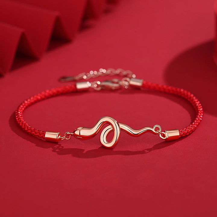 Buddha Stones 925 Sterling Silver Year Of Snake Red String Protection Braided Bracelet