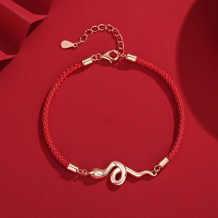 Buddha Stones 925 Sterling Silver Year Of Snake Red String Protection Braided Bracelet